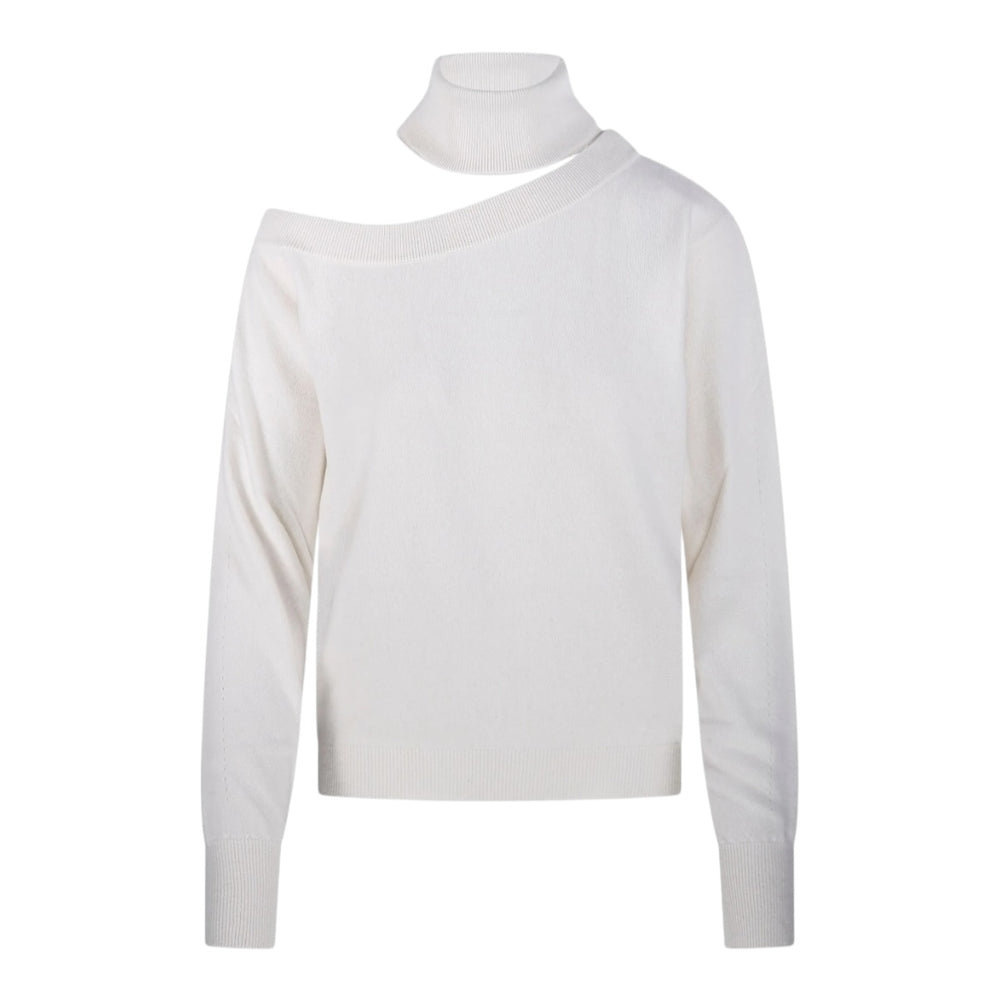 MAGLIA SCOLLATA MISTO CASHMERE CON COLLO STACCATO