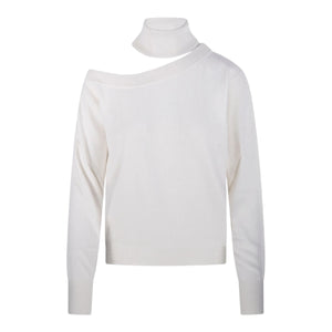 MAGLIA SCOLLATA MISTO CASHMERE CON COLLO STACCATO