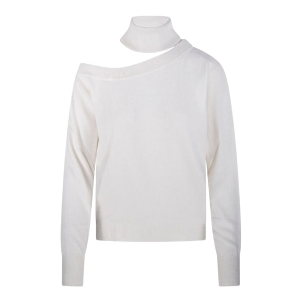 MAGLIA SCOLLATA MISTO CASHMERE CON COLLO STACCATO