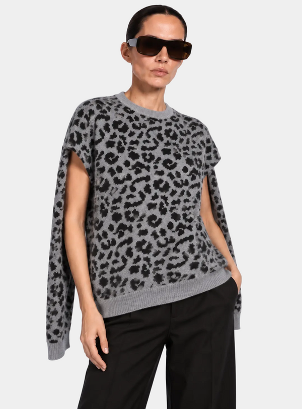 SPOTTED CUT CREW NECK SWEATER