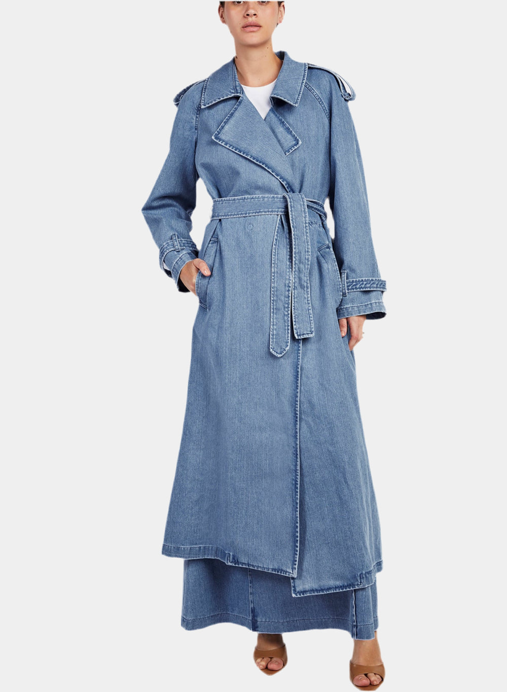 BLUE DENIM TRENCH COAT