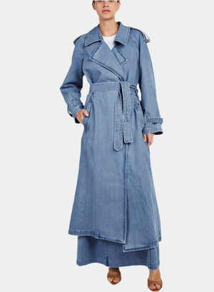 BLUE DENIM TRENCH COAT