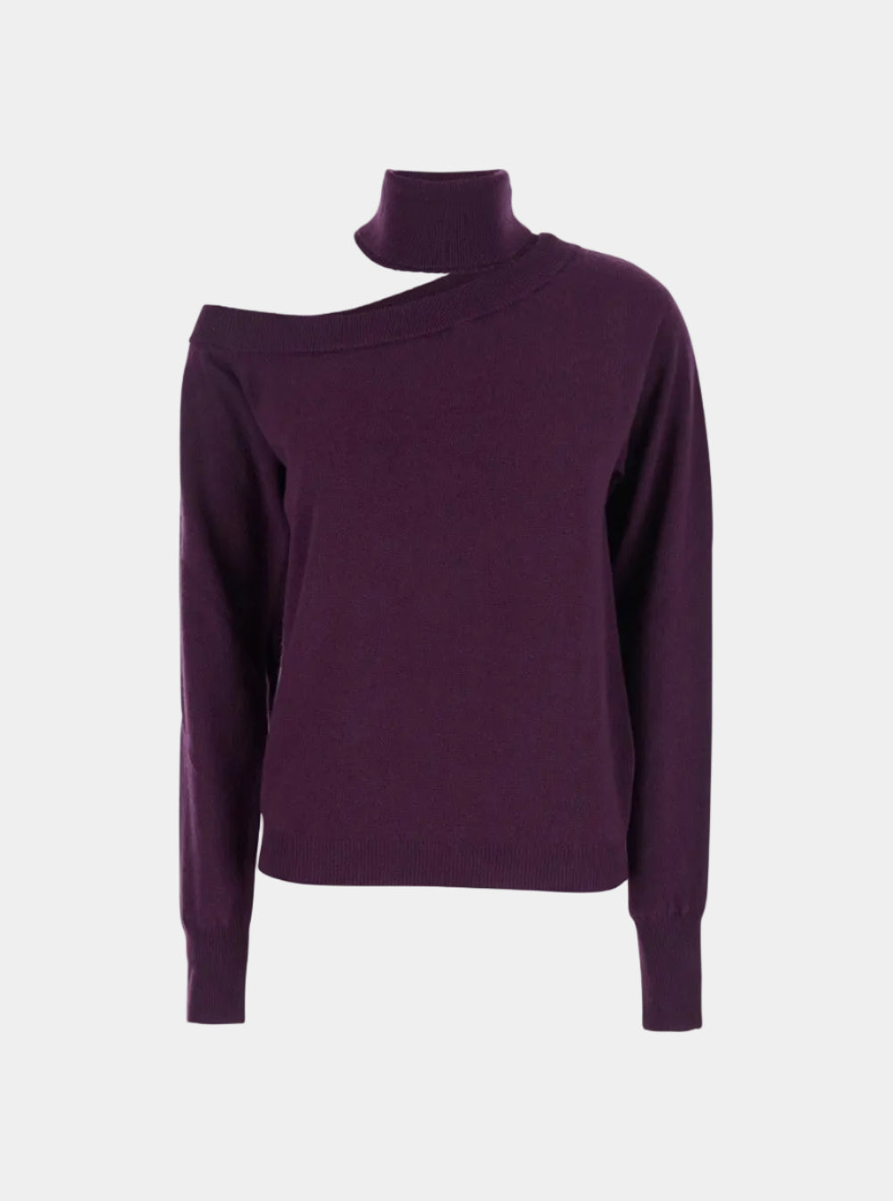 MAGLIA SCOLLATA MISTO CASHMERE CON COLLO STACCATO