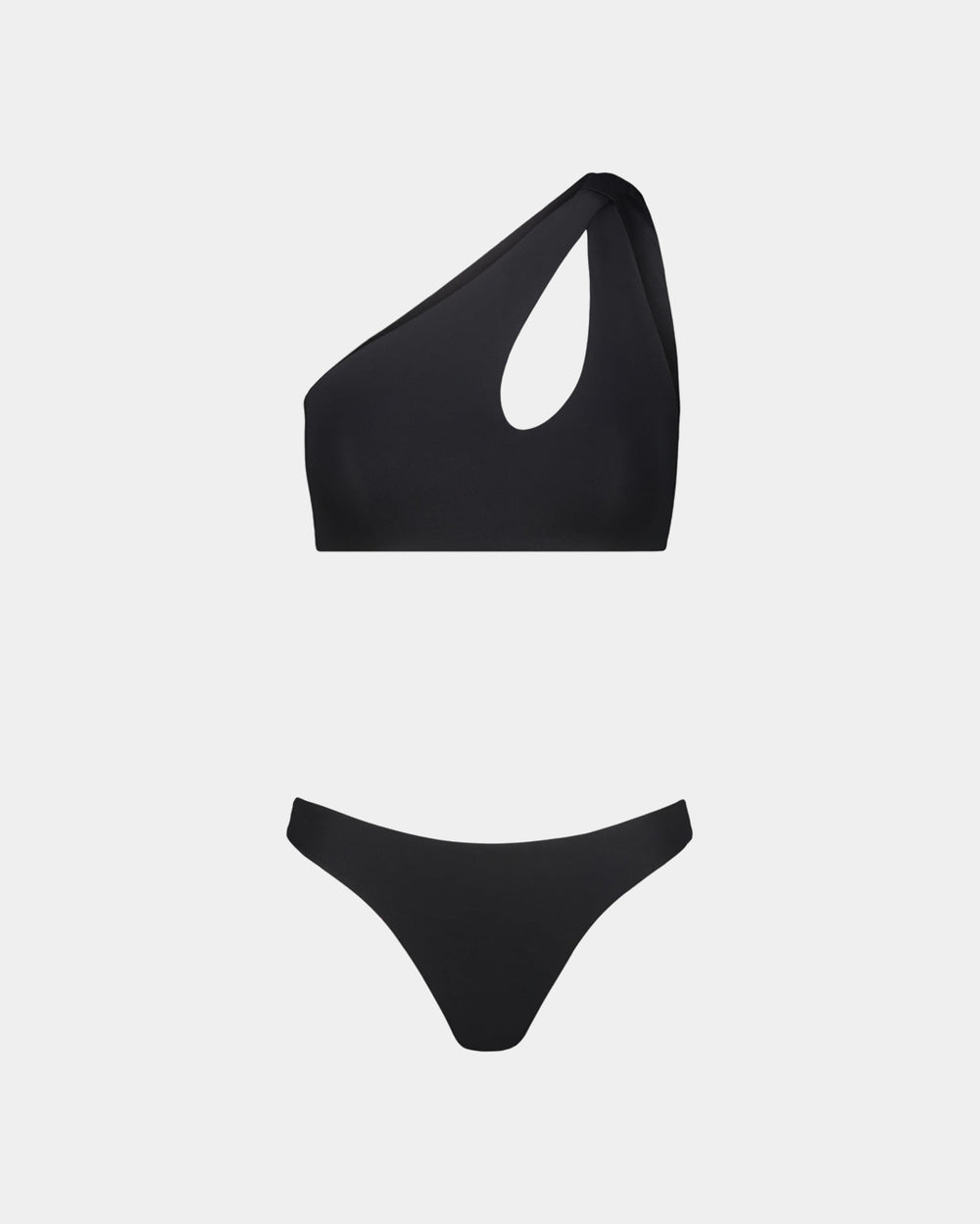 BLACK KNOT ONE-SHOULDER BIKINI