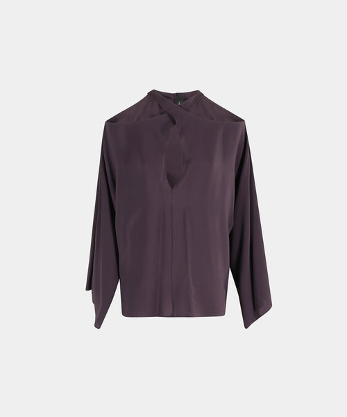 BLUSA MISTO SETA COLLO INTRECCIATO