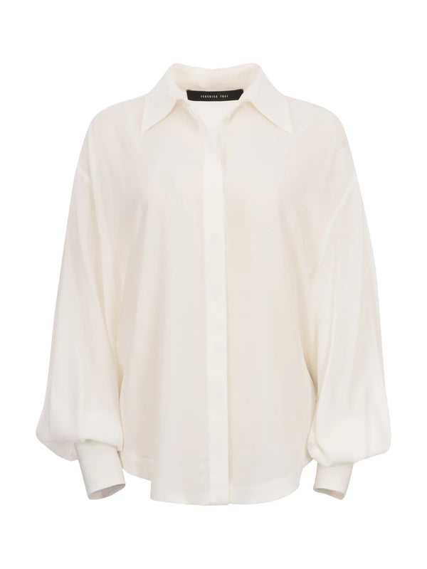 CAMICIA OVER CREPE DE CHINE BIANCA