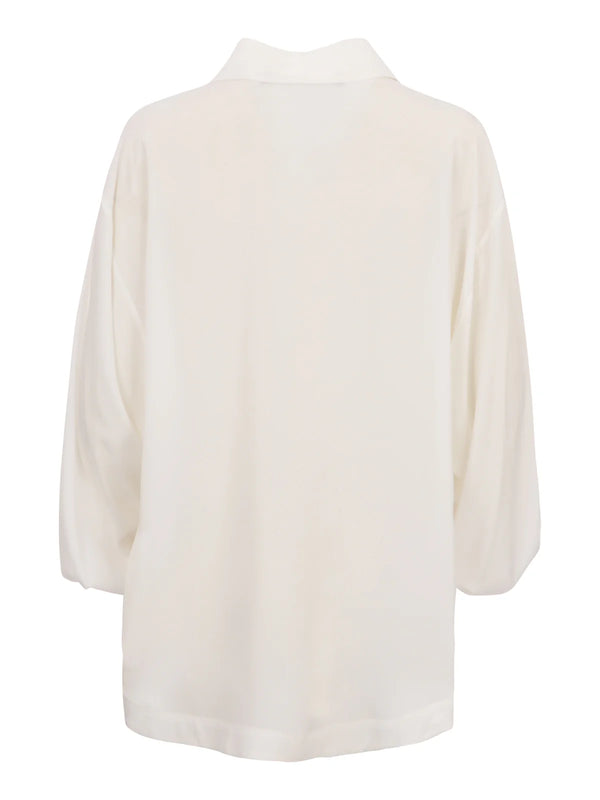 CAMICIA OVER CREPE DE CHINE BIANCA