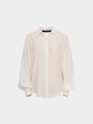 WHITE CREPE DE CHINE OVERSIZED SHIRT