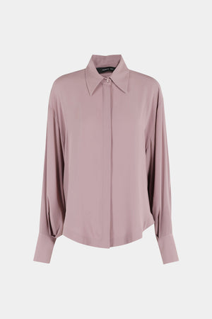 OVER CREPE DE CHINE BOIS DE ROSE SHIRT
