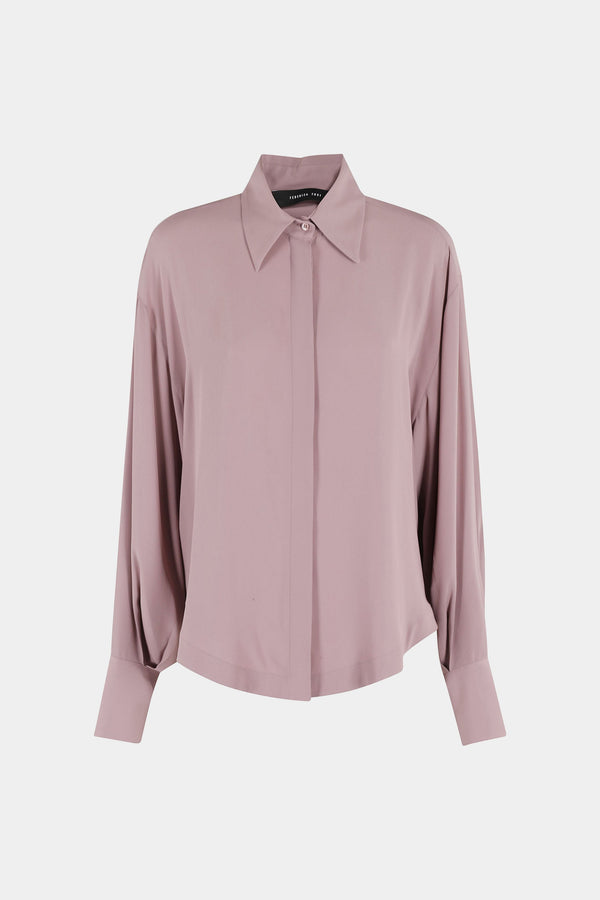 OVER CREPE DE CHINE BOIS DE ROSE SHIRT