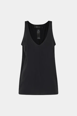 BLACK BIASED CREPE DE CHINE TANK TOP