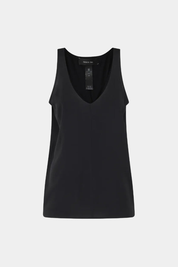 BLACK BIASED CREPE DE CHINE TANK TOP