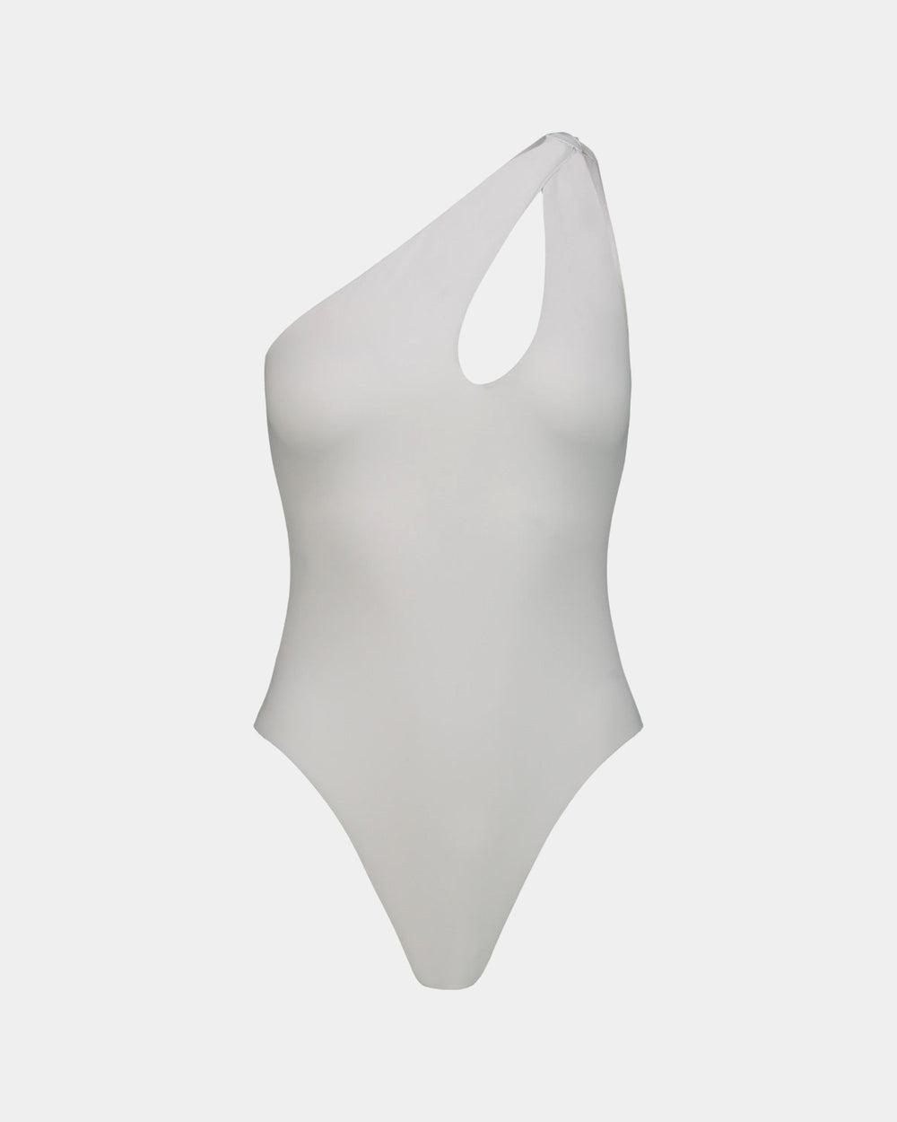 WHITE KNOT ONE-SHOULDER SWIMSUIT