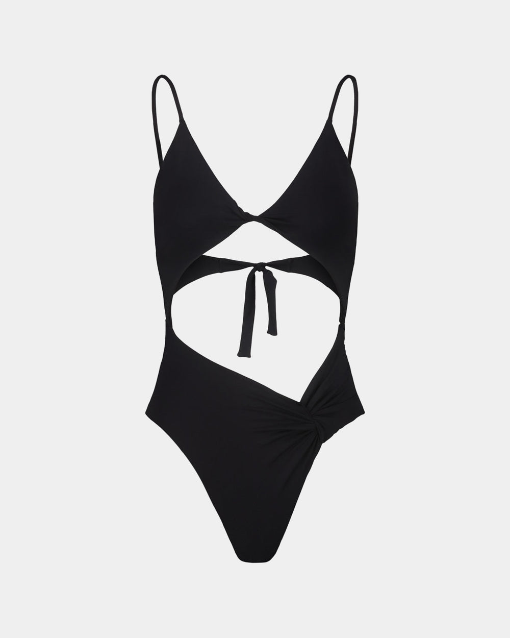 BLACK ONE-PIECE SWIMSUIT WITH SHOULDER PADS