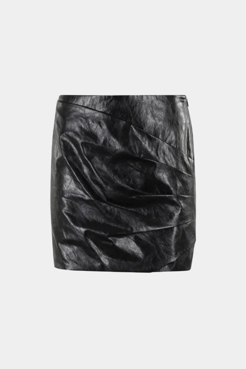 MINI-JUPE CUIR MÉTAL