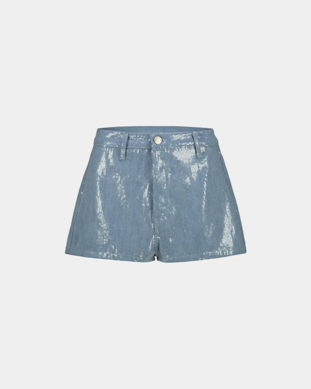 PAILLETTED DENIM SHORTS