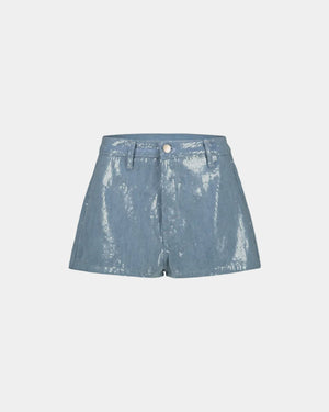 PAILLETTED DENIM SHORTS