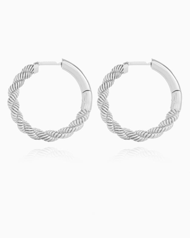EARRING ROUND GRACE SILVER (7833663864992)
